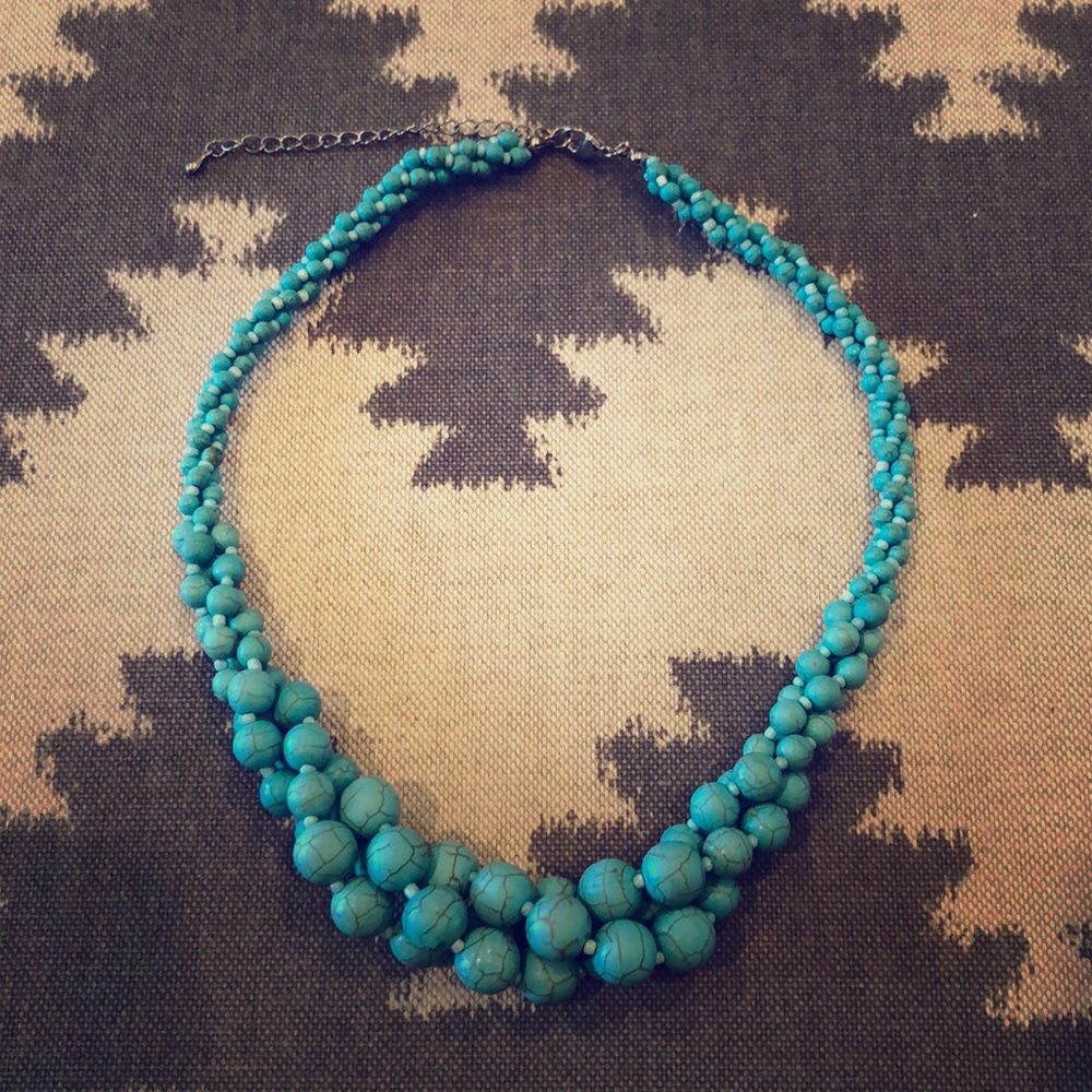 Beaded turquoise necklace - statement piece!